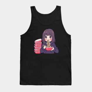 I draw cute anime girl eating ramen / Menhera Shoujo Kurumi-chan Tank Top